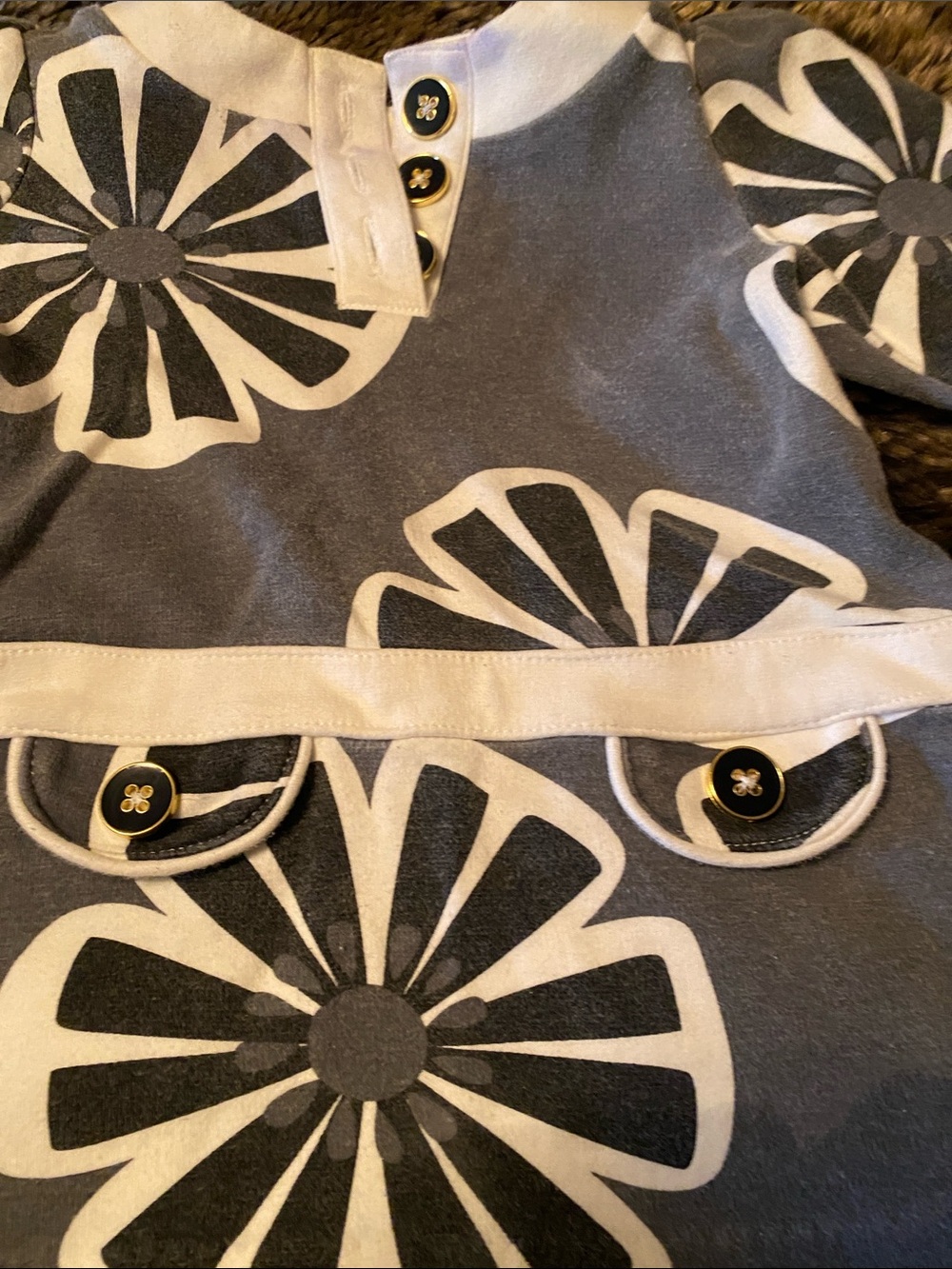 Maggie & Zoe Gray and White Floral Dress with Matching Bloomers - Picture 2 of 4